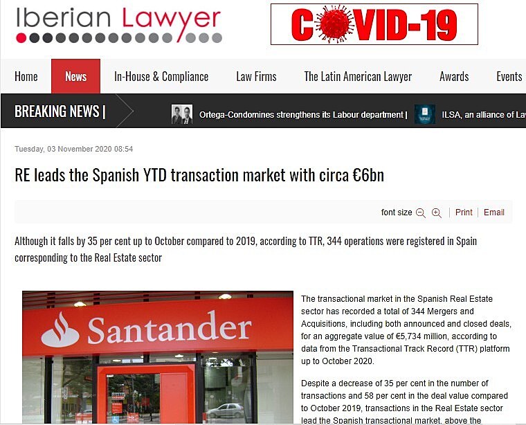 RE leads the Spanish YTD transaction market with circa 6bn
